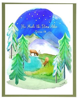 Evergreen Elk Frameable Card